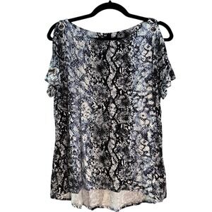 Cable & Gauge Snake Print Cold Shoulder Top Womens M‎